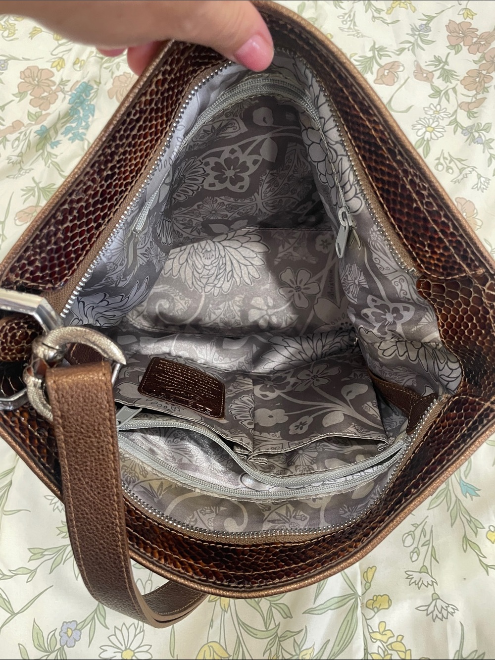 Brighton Brown Faux-Snakeskin Shoulder Bag with Matching Wallet - Picture 10 of 16